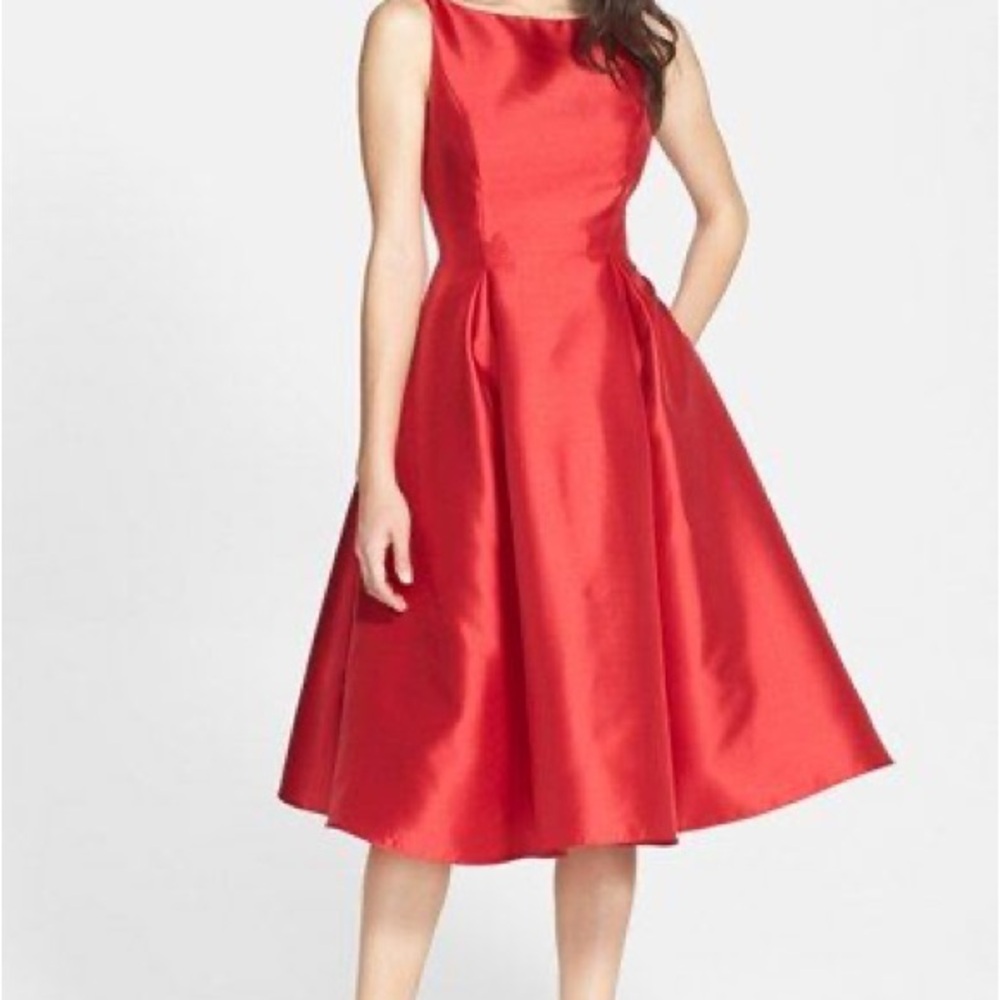 Adrianna Papell Mikado Red Satin Dress 4
